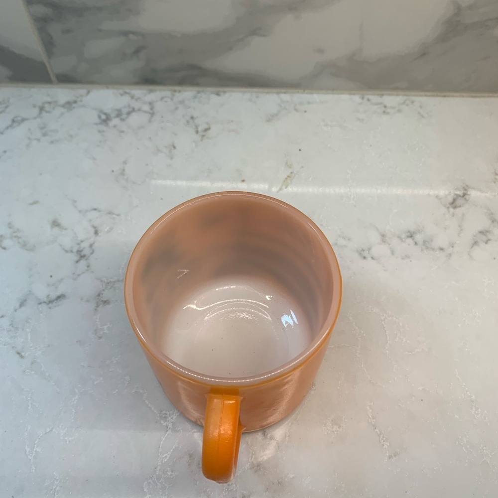 RARE Vintage Milk Glass Orange Six Flags Coffee Mug Cup - Picture 4 of 5